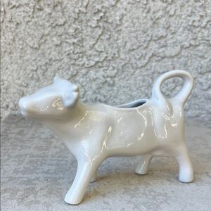 White Ceramic Cow Shaped Coffee Creamer Milk Porcelain Glazed Server